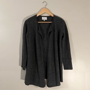 Bella France Charcoal Gray Open Front Cashmere Cardigan Cozy Luxury Small